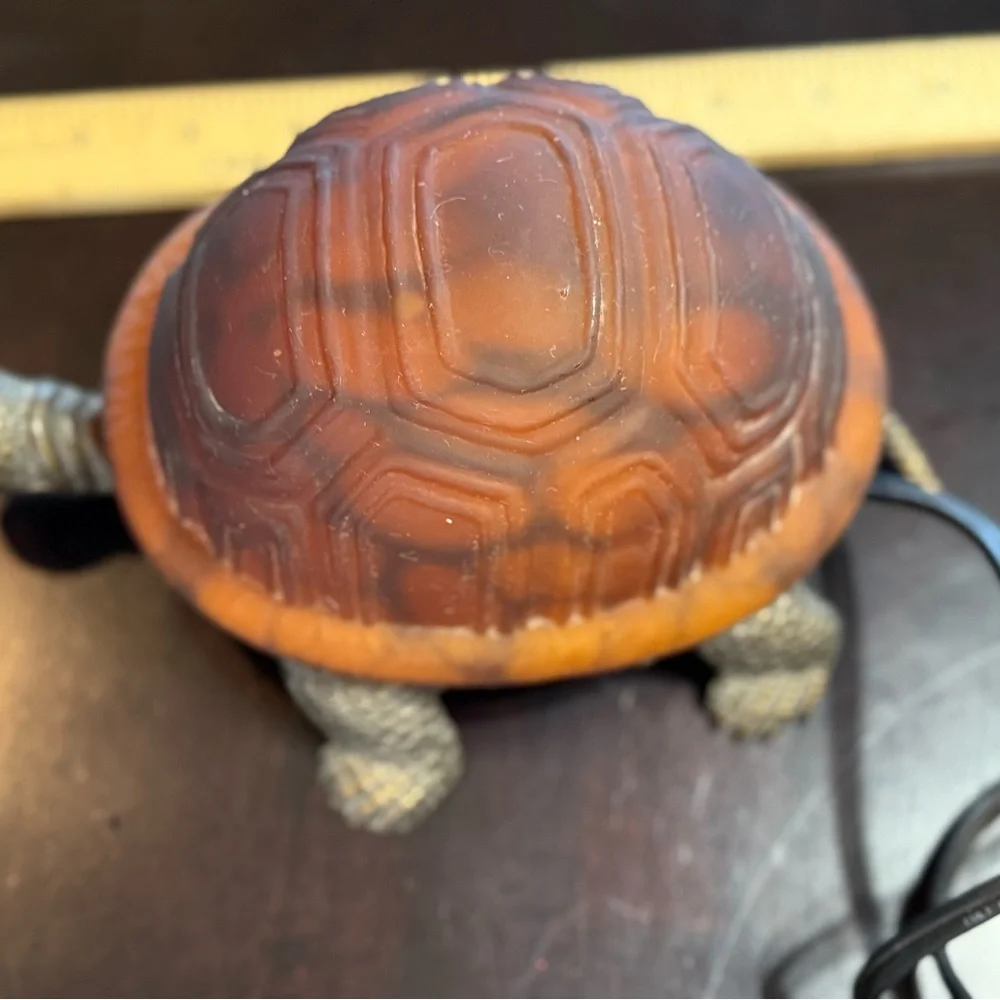 Turtle Shaped Reptile Heat Lamp‎ - Brown glass shell brass finish metal